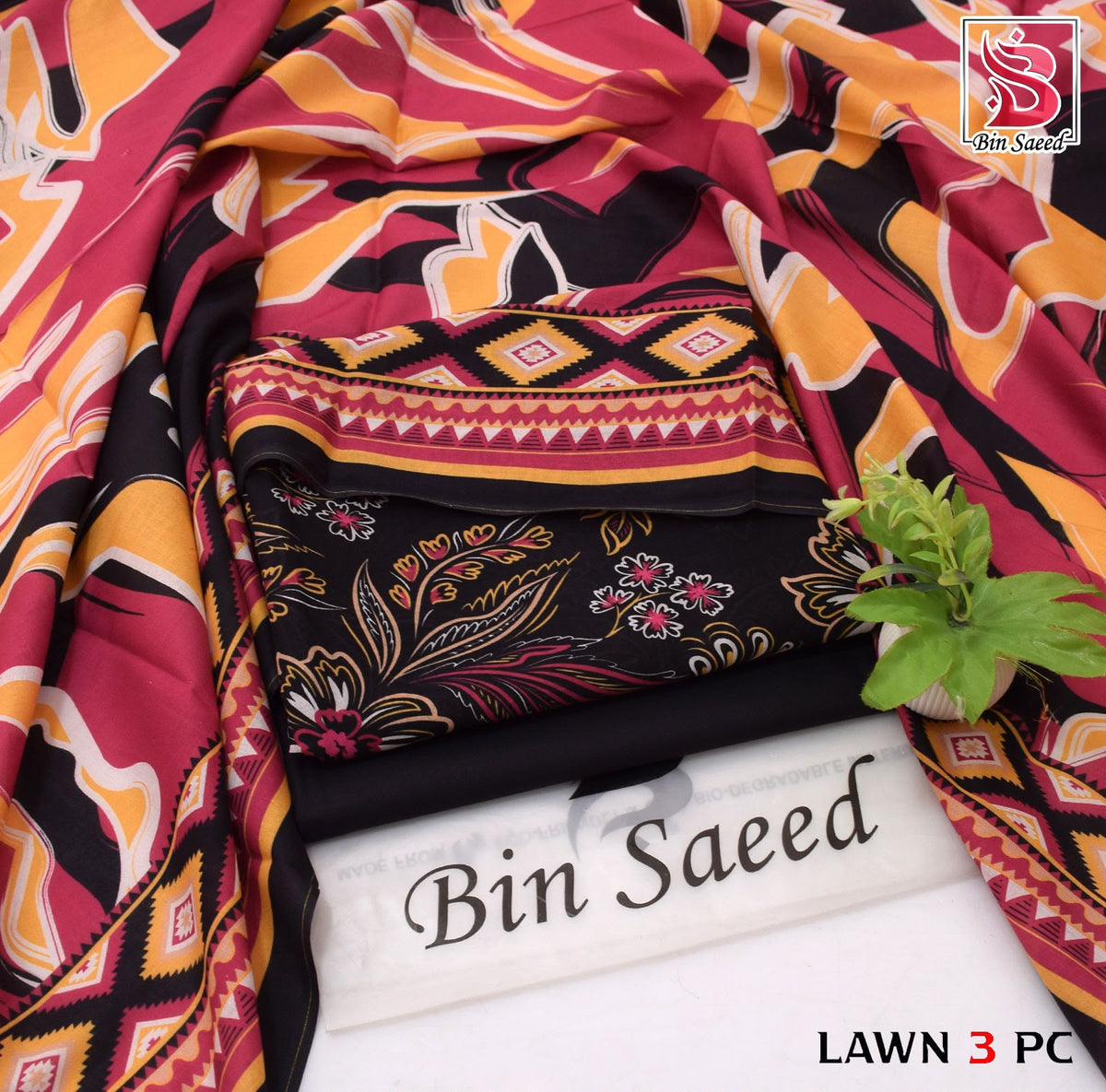 BIN SAEED ORIGINAL 3PC UNSTITCHED SUIT