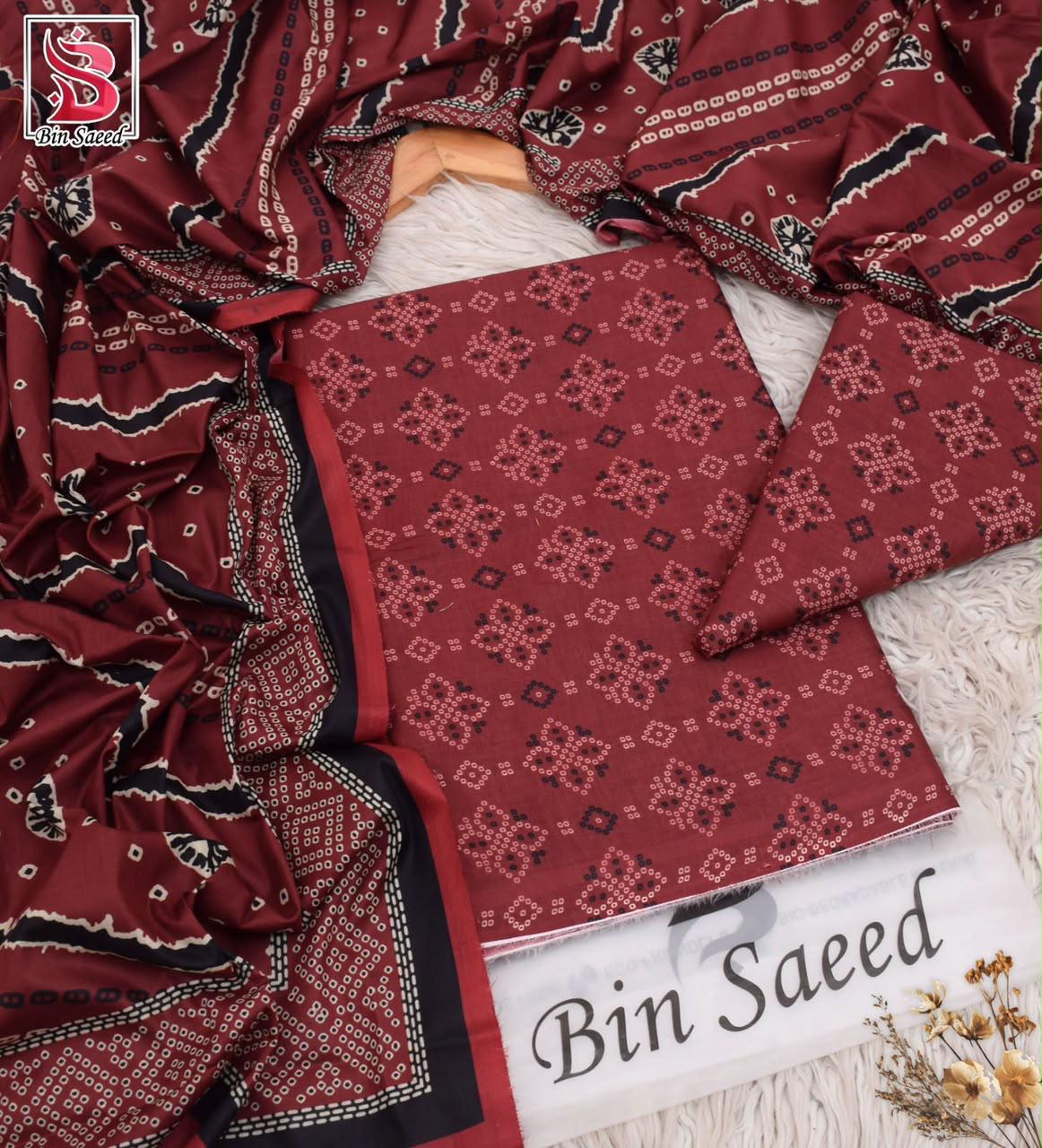 BIN SAEED ORIGINAL 3PC UNSTITCHED SUIT
