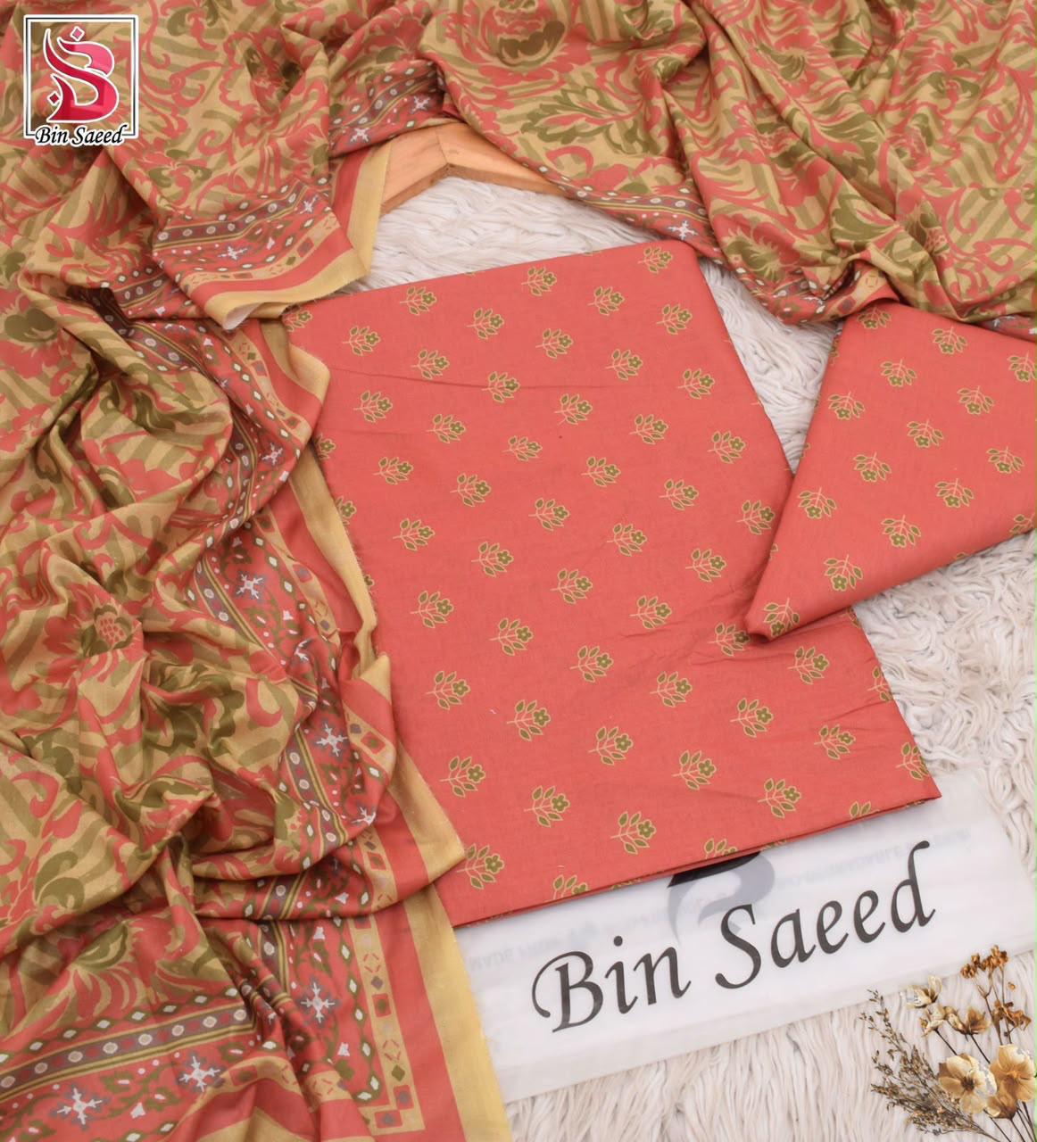 BIN SAEED ORIGINAL 3PC UNSTITCHED SUIT