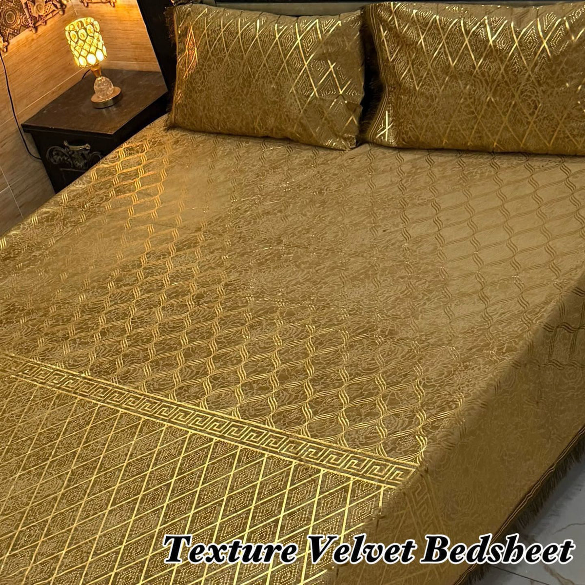 Luxury 3PC Texture Velvet 3PC Bedsheet โ King Size