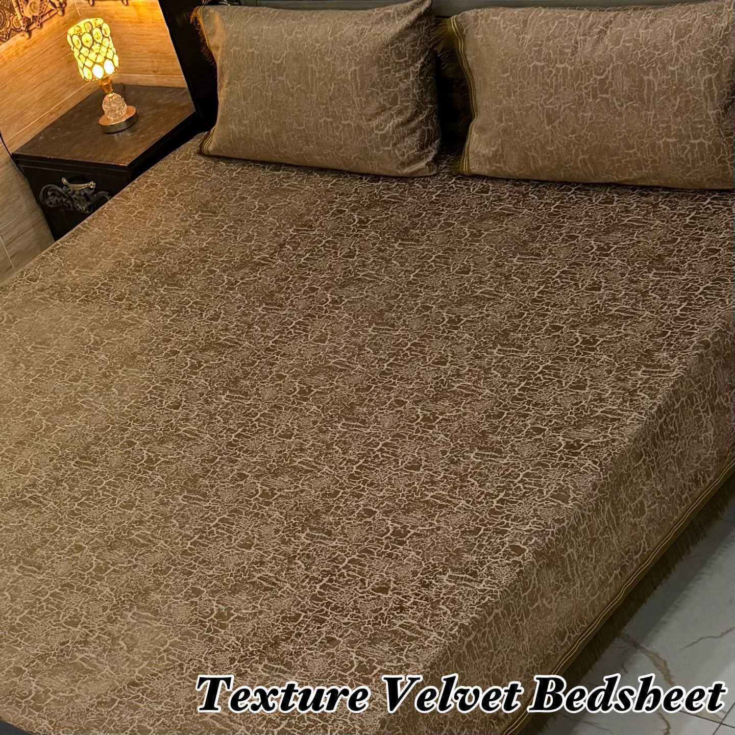 Luxury 3PC Texture Velvet 3PC Bedsheet โ King Size