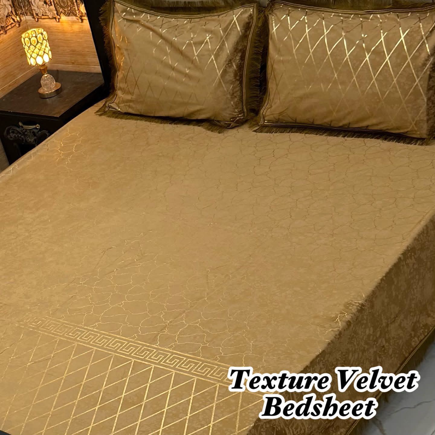 Luxury 3PC Texture Velvet 3PC Bedsheet โ King Size