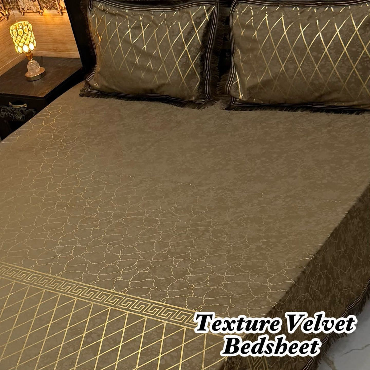 Luxury 3PC Texture Velvet 3PC Bedsheet โ King Size