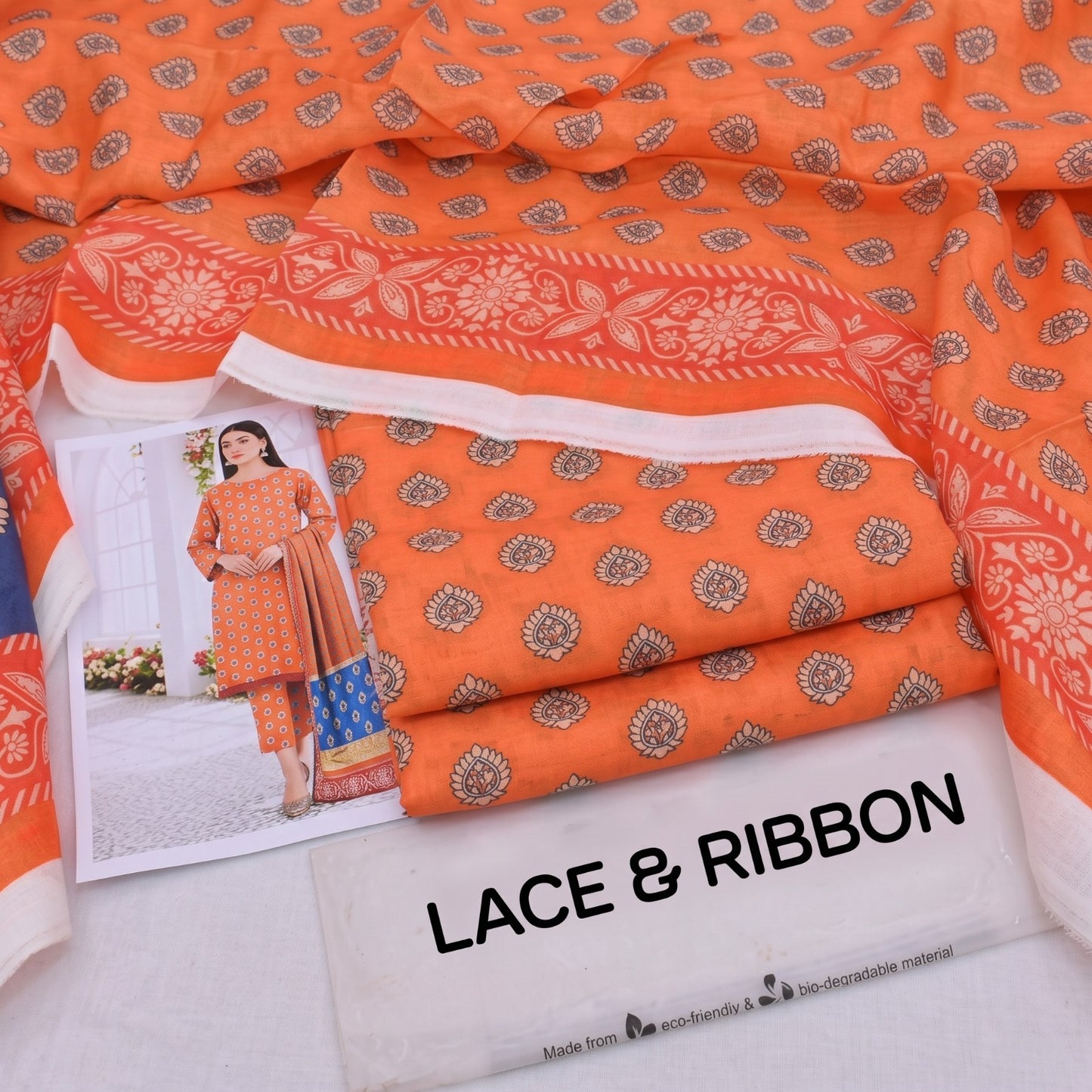 Orignal Lace & Ribbon – Digital Karandi Suit