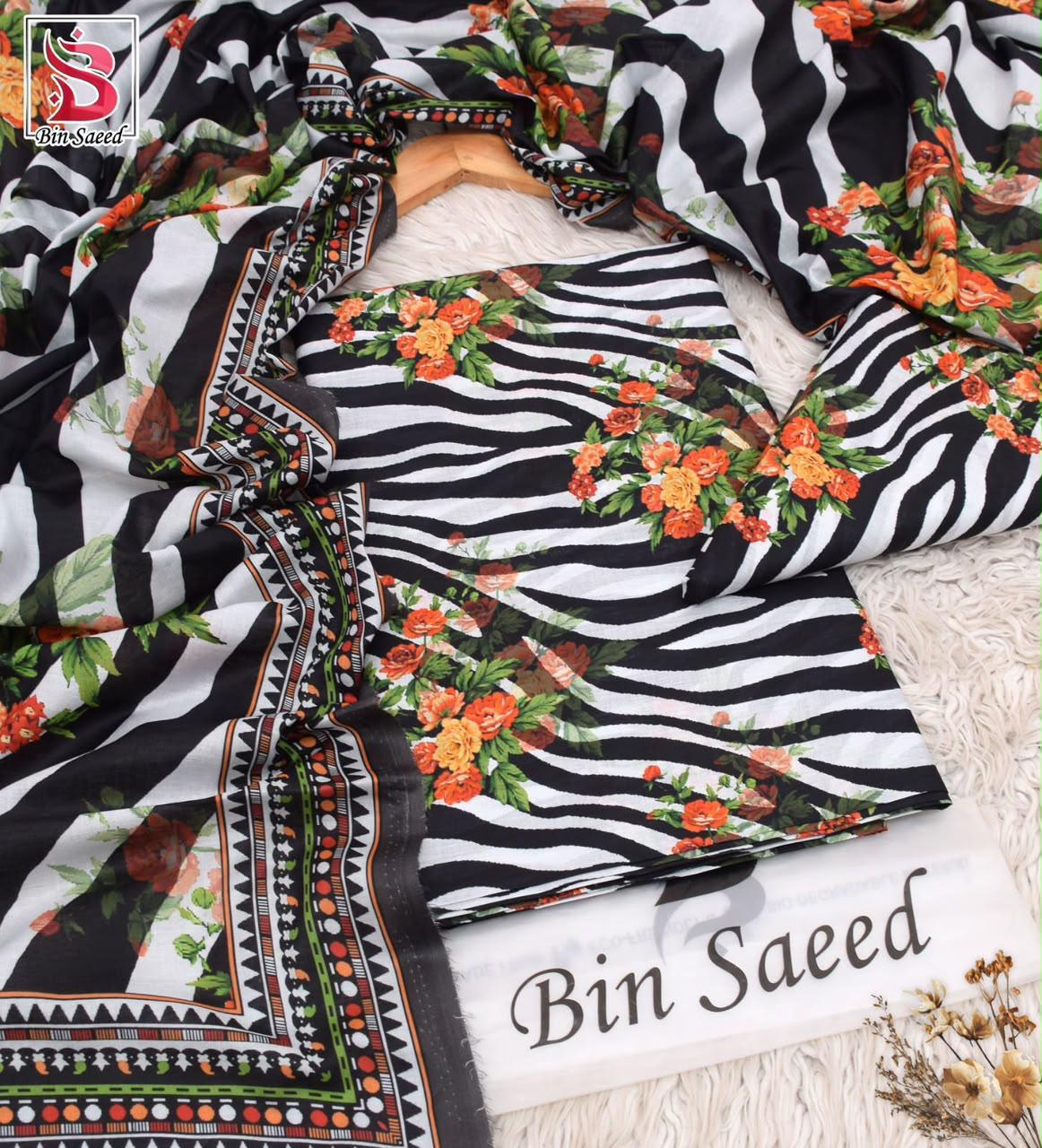 BIN SAEED ORIGINAL 3PC UNSTITCHED SUIT