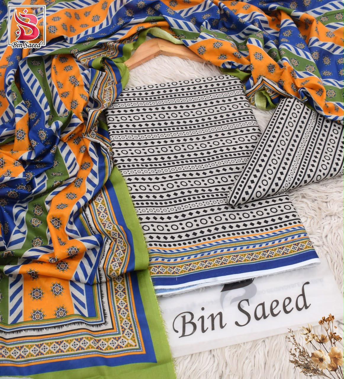 BIN SAEED ORIGINAL 3PC UNSTITCHED SUIT