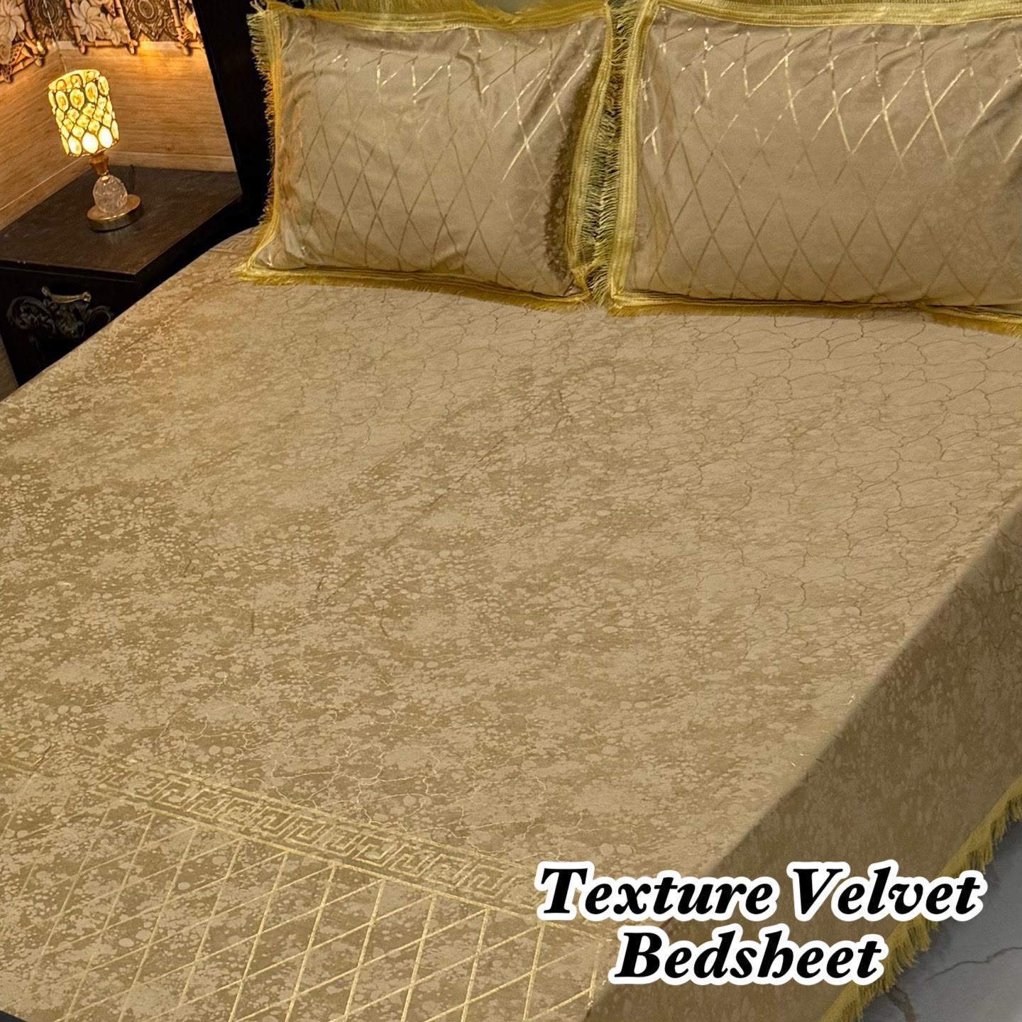 Luxury 3PC Texture Velvet 3PC  Bedsheet – King Size