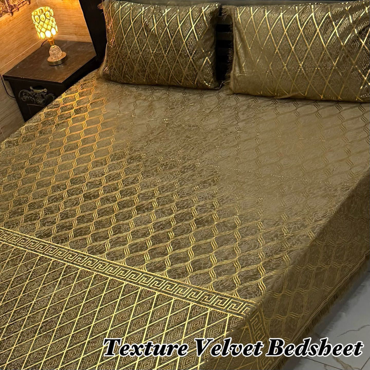 Luxury 3PC Texture Velvet 3PC  Bedsheet – King Size