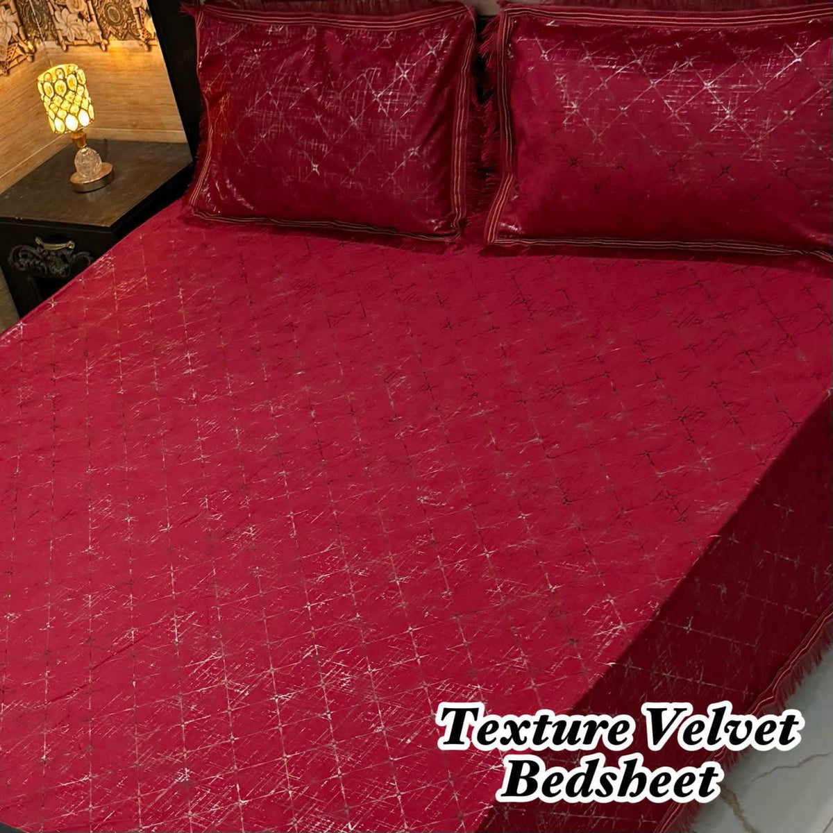 Luxury 3PC Texture Velvet 3PC  Bedsheet – King Size