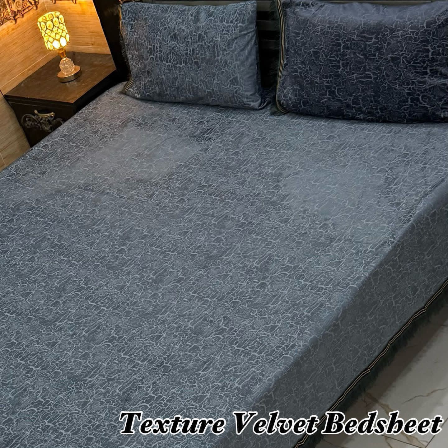 Luxury 3PC Texture Velvet 3PC  Bedsheet – King Size