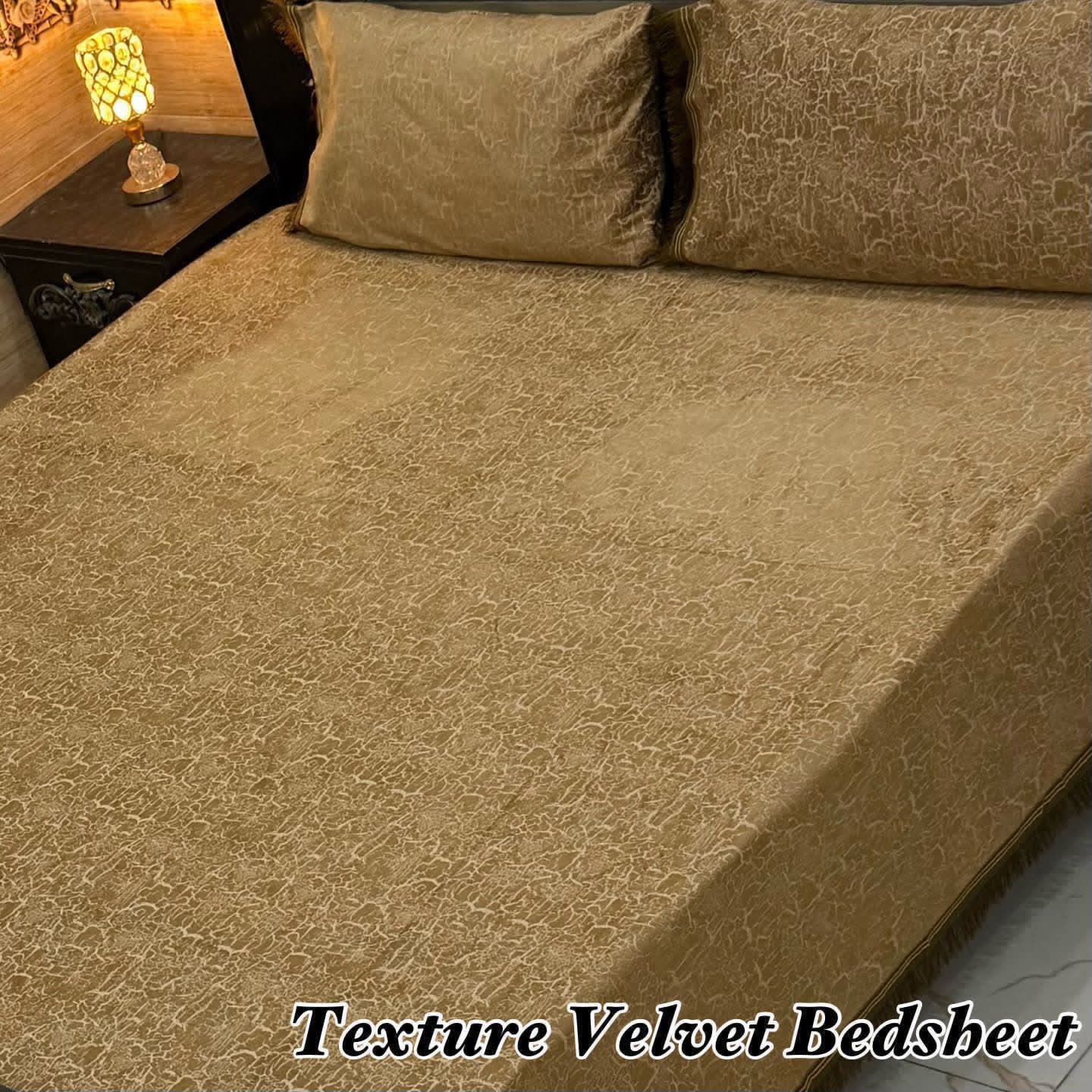 Luxury 3PC Texture Velvet 3PC  Bedsheet – King Size