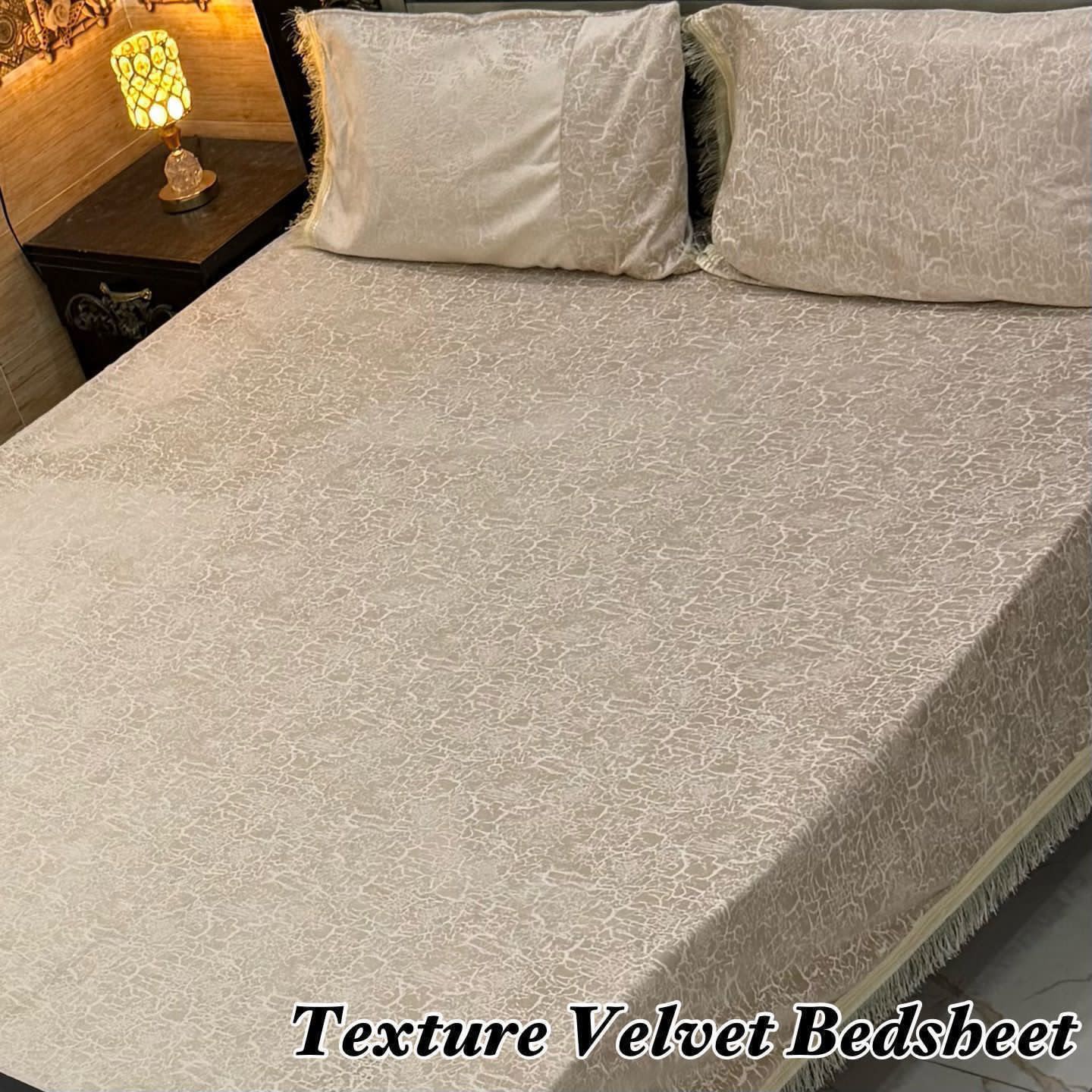 Luxury 3PC Texture Velvet 3PC  Bedsheet – King Size