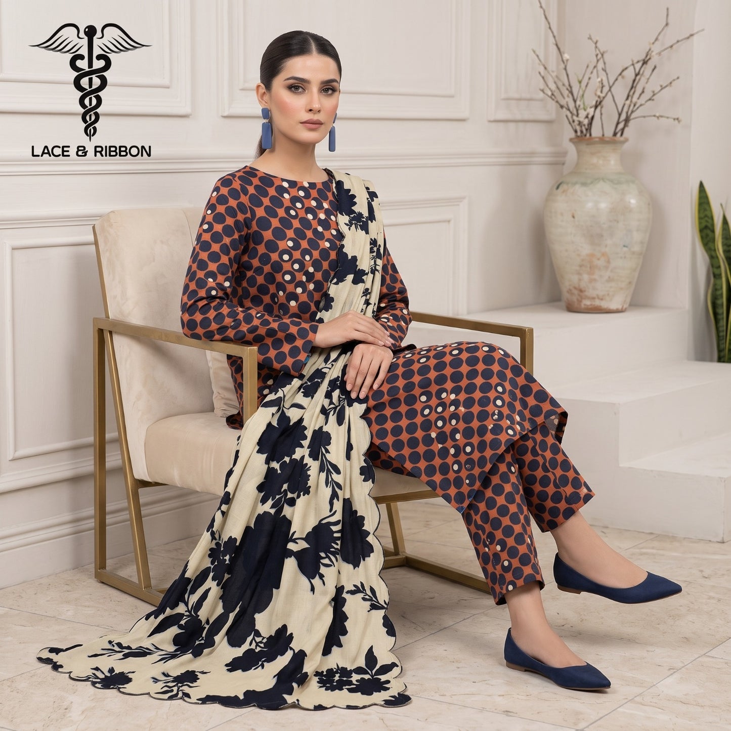 Orignal Lace & Ribbon – Digital Karandi Suit