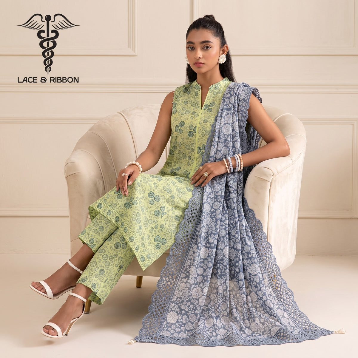 Orignal Lace & Ribbon – Digital Karandi Suit