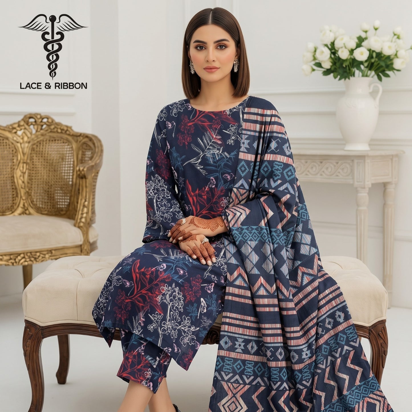 Orignal Lace & Ribbon – Digital Karandi Suit