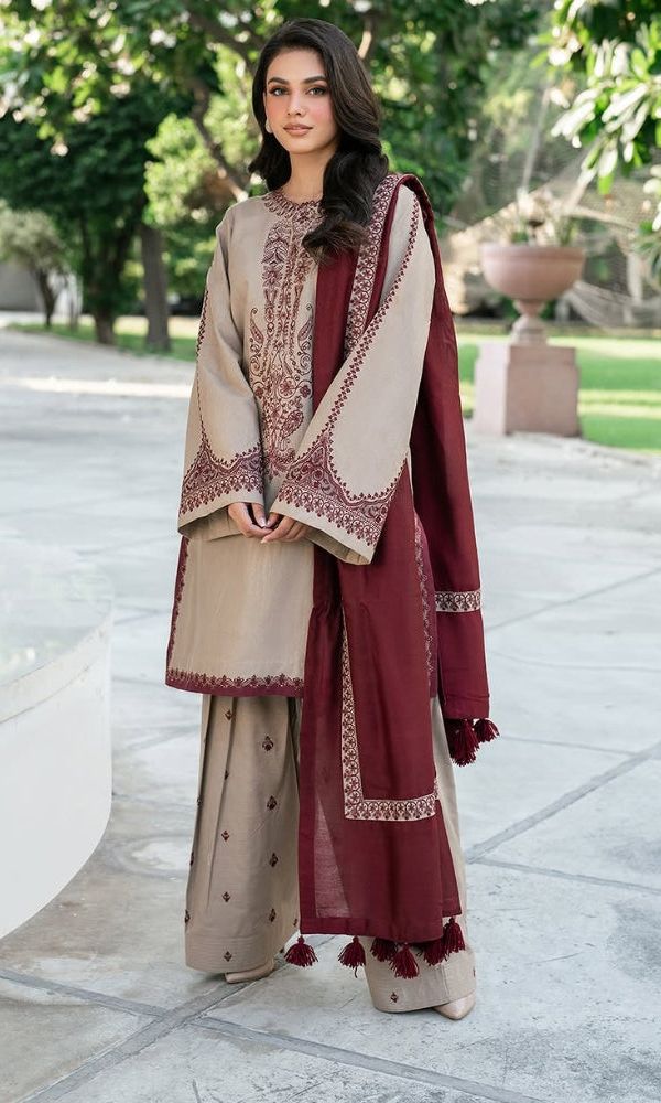 Zara Shahjahan| Embroidered Dhanak 3PC Unstitched Suit