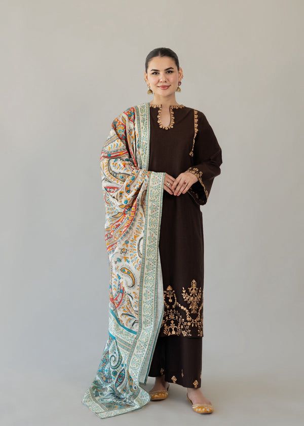 Urige | Embroidered Dhanak 3PC Unstitched Suit