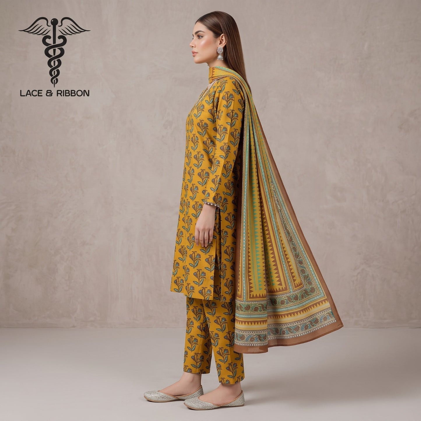 Orignal Lace & Ribbon – Digital Karandi Suit