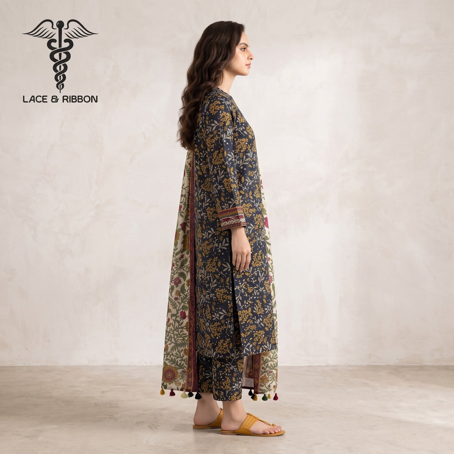 Orignal Lace & Ribbon – Digital Karandi Suit