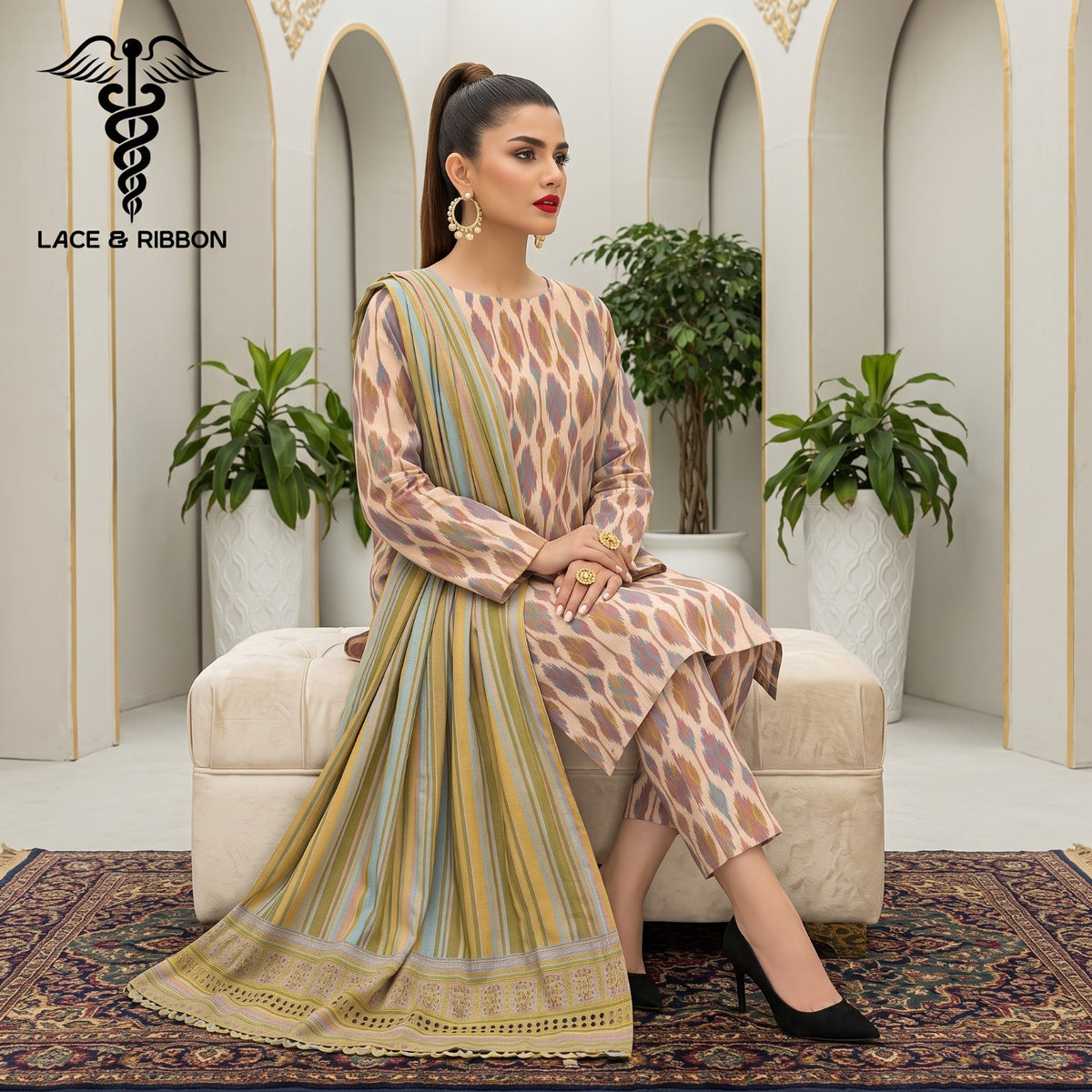 Orignal Lace & Ribbon – Digital Karandi Suit