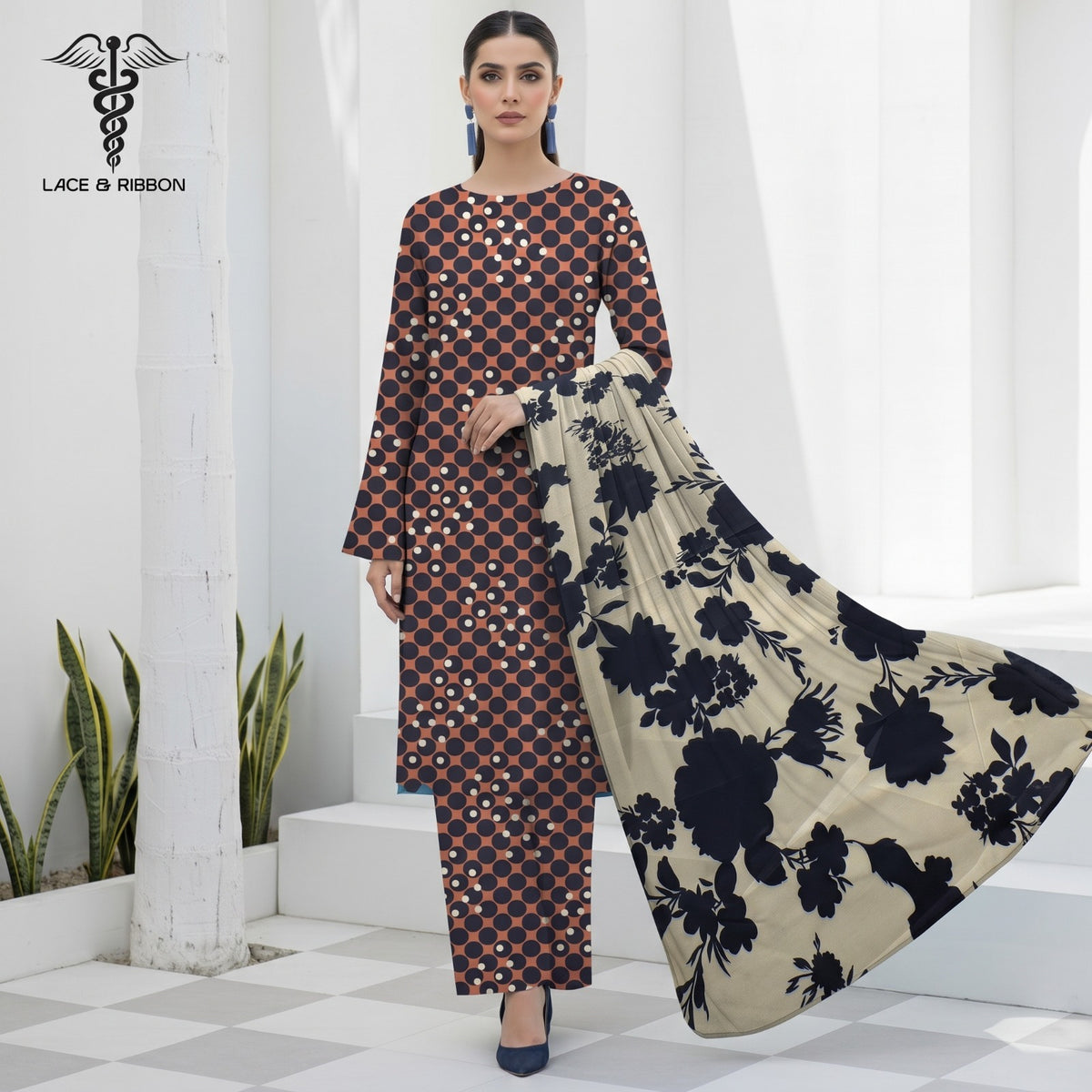 Orignal Lace & Ribbon – Digital Karandi Suit