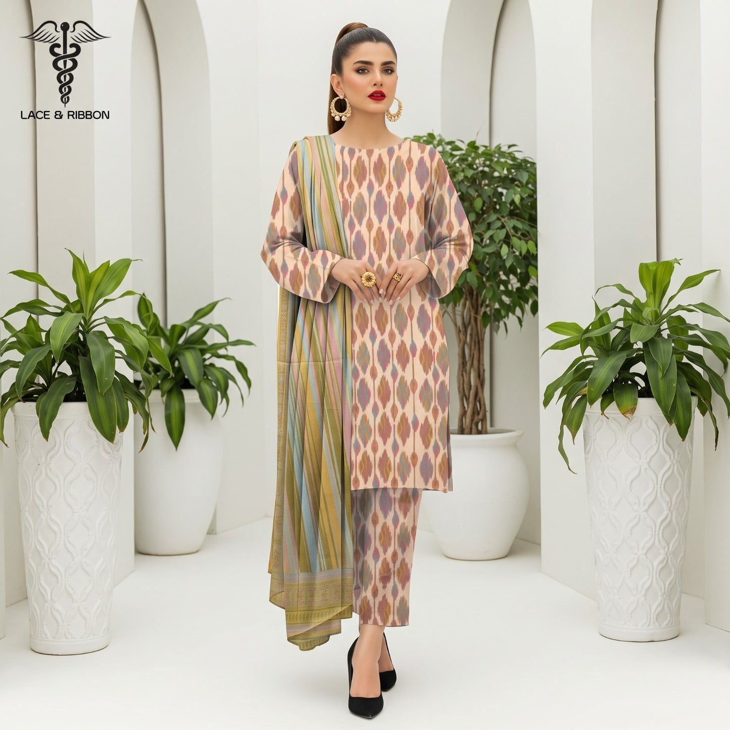 Orignal Lace & Ribbon – Digital Karandi Suit