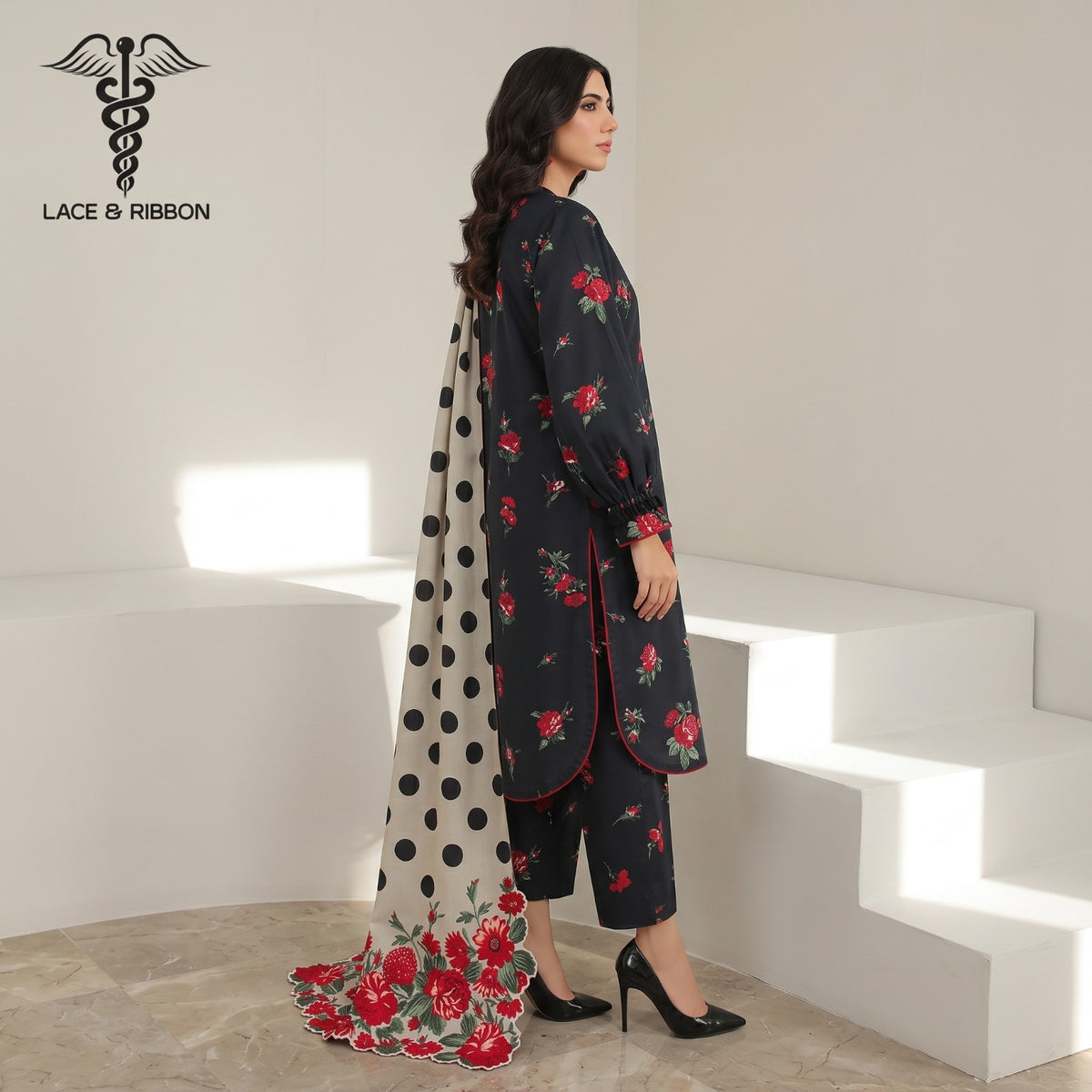 Orignal Lace & Ribbon – Digital Karandi Suit