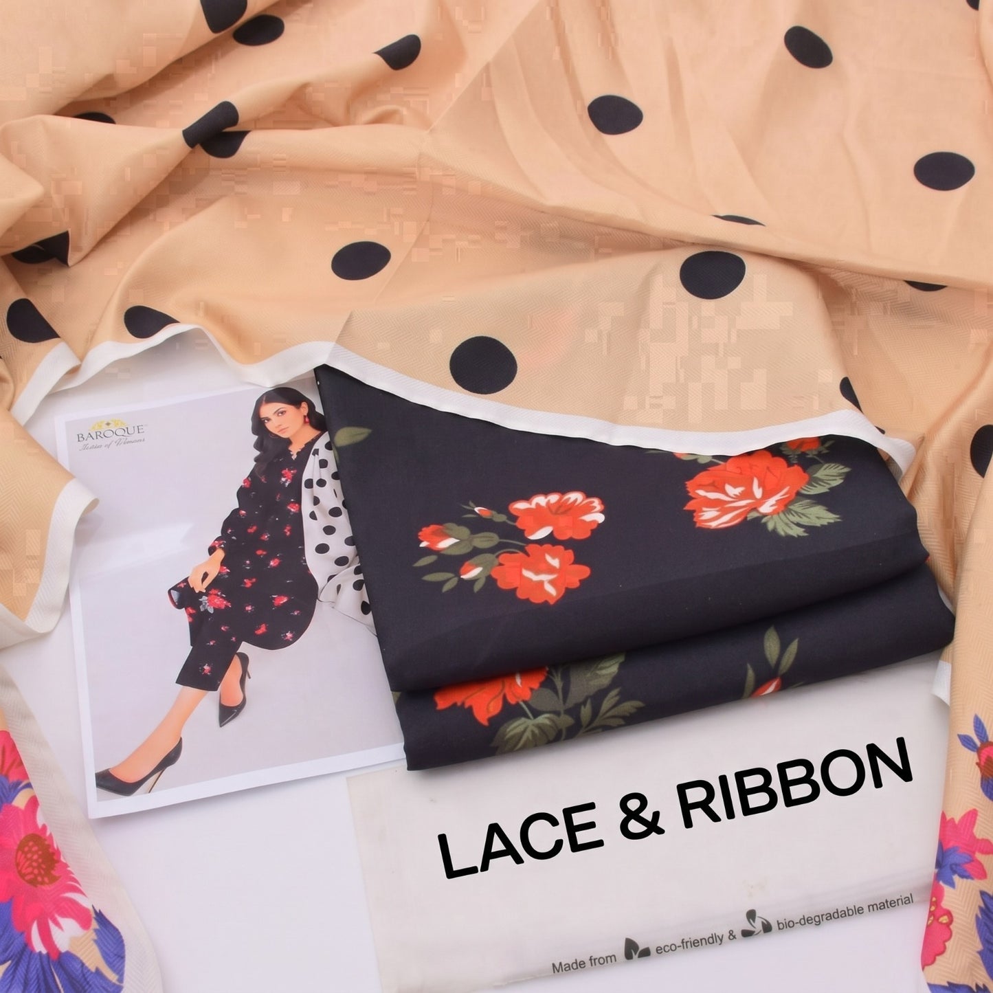 Orignal Lace & Ribbon – Digital Karandi Suit