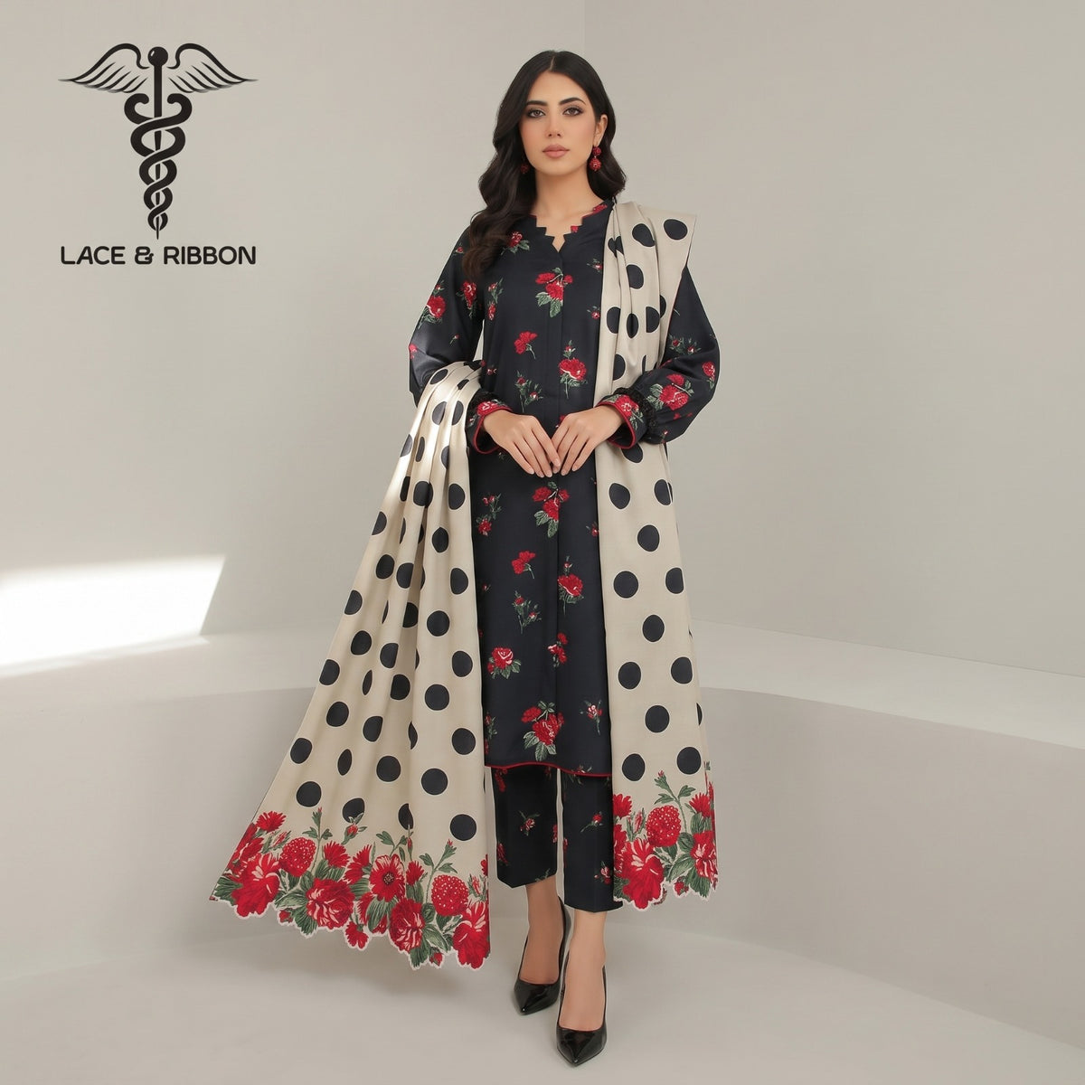 Orignal Lace & Ribbon – Digital Karandi Suit