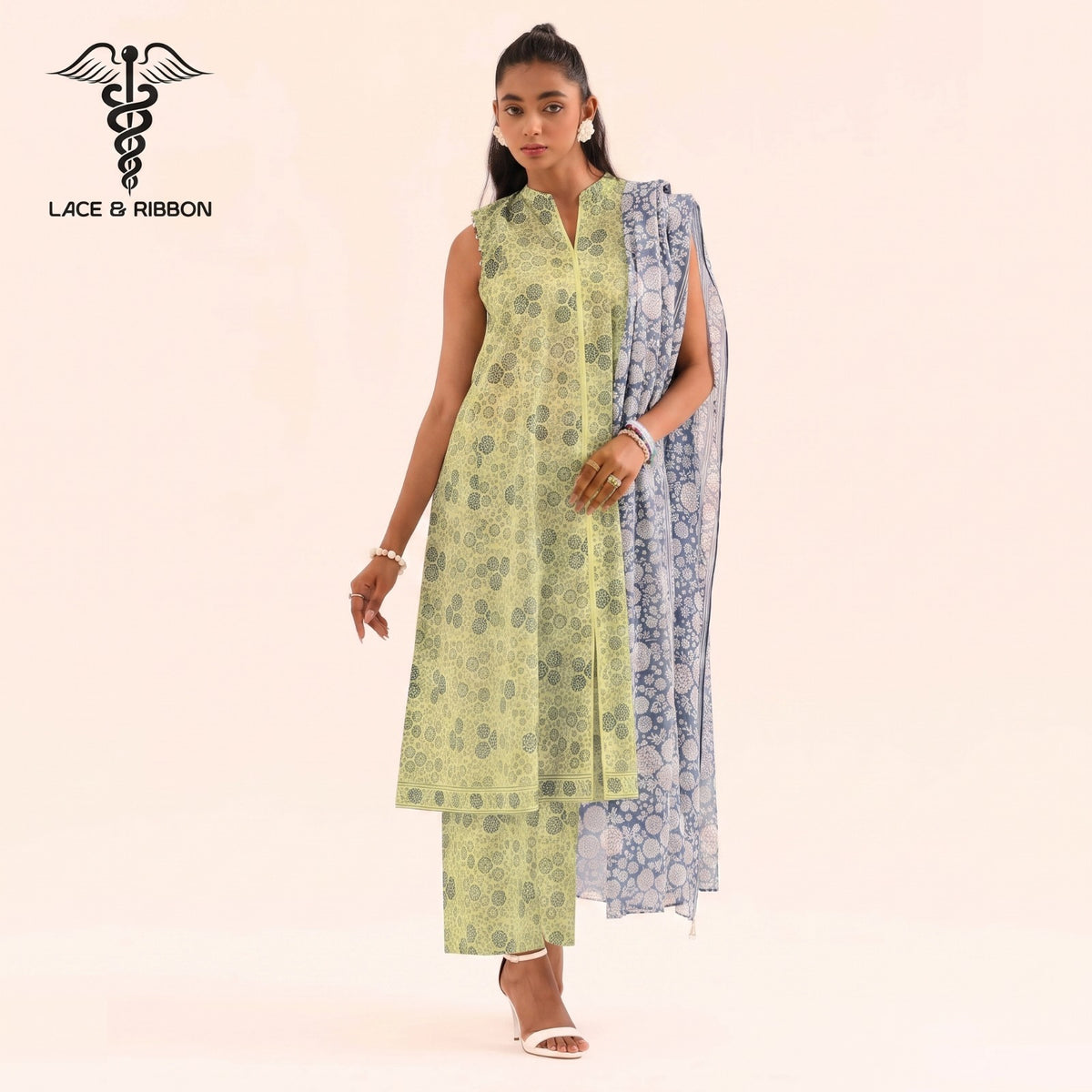 Orignal Lace & Ribbon – Digital Karandi Suit