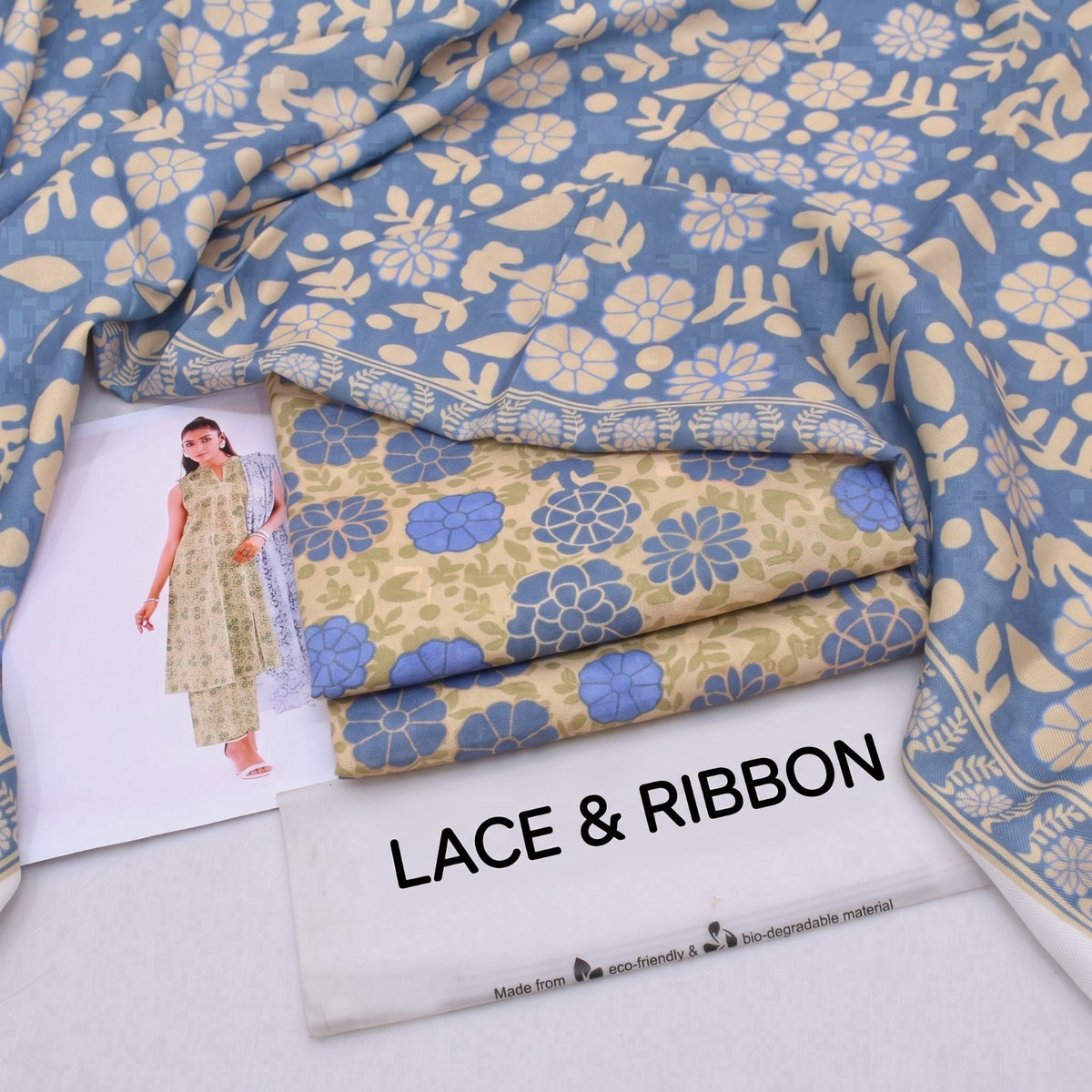 Orignal Lace & Ribbon – Digital Karandi Suit