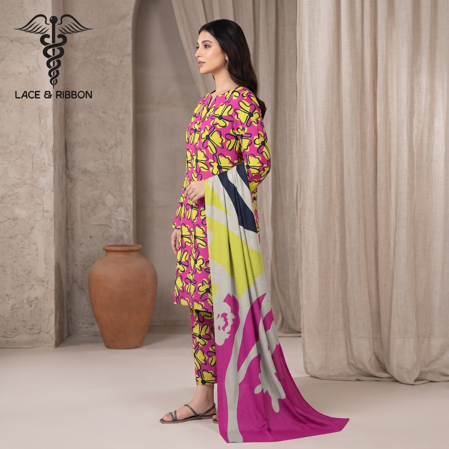 Orignal Lace & Ribbon – Digital Karandi Suit