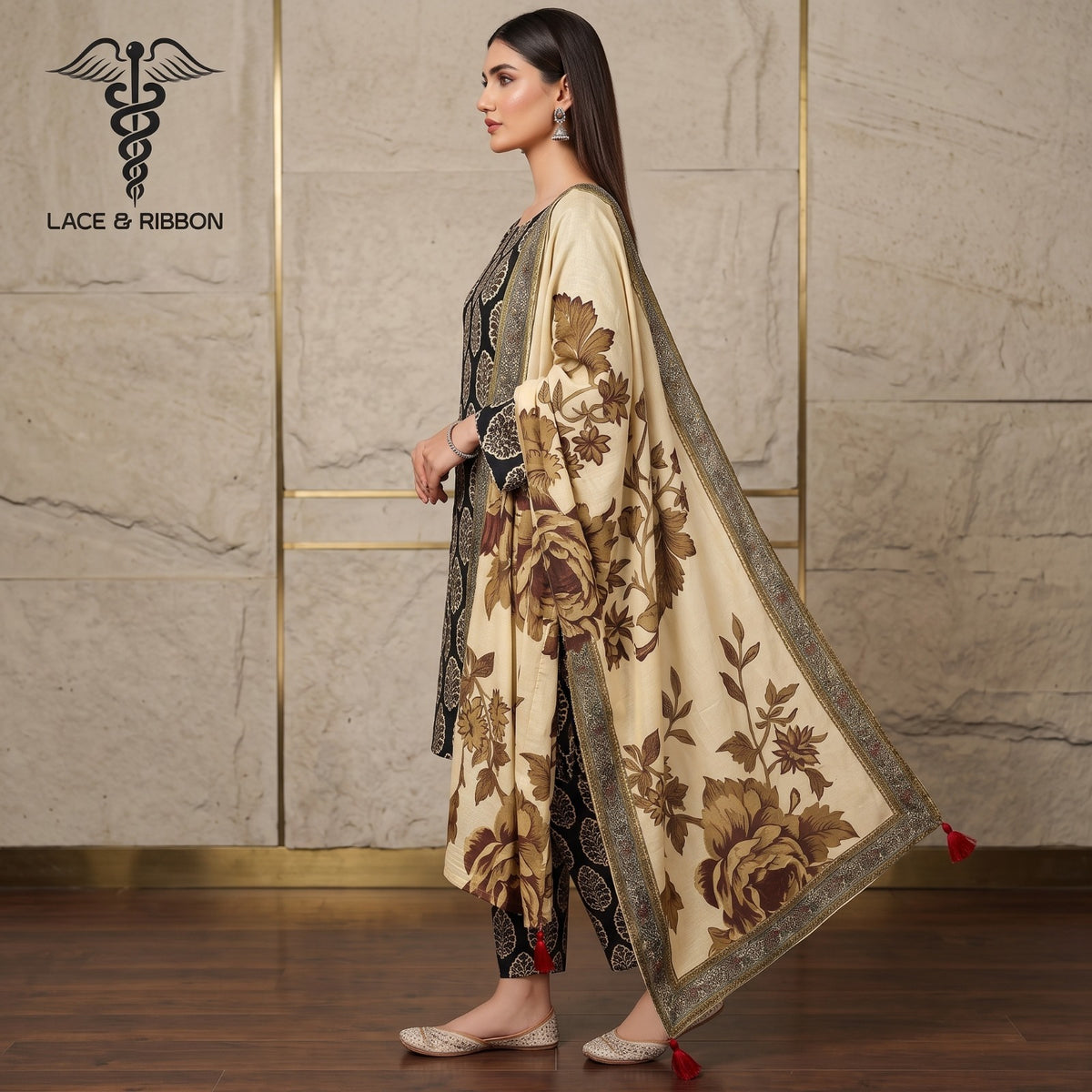 Orignal Lace & Ribbon – Digital Karandi Suit