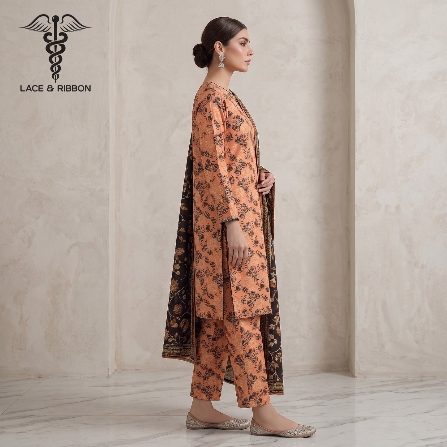 Orignal Lace & Ribbon – Digital Karandi Suit