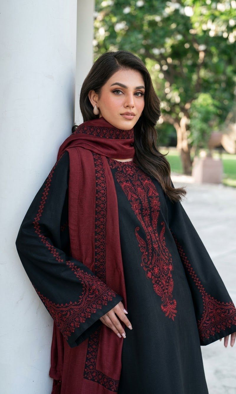 Zara Shahjahan| Embroidered Dhanak 3PC Unstitched Suit